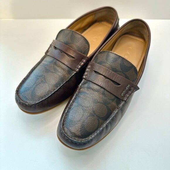 Coach Men’s Neal Driving Loafer Shoes – Brown Signature Leather – Size 7D (EU 40 - Picture 4 of 10